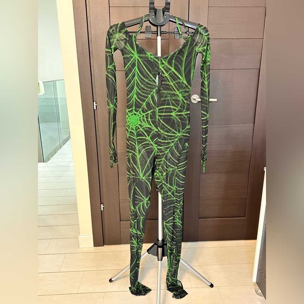Zara Black and Green Patterned Bodysuit
